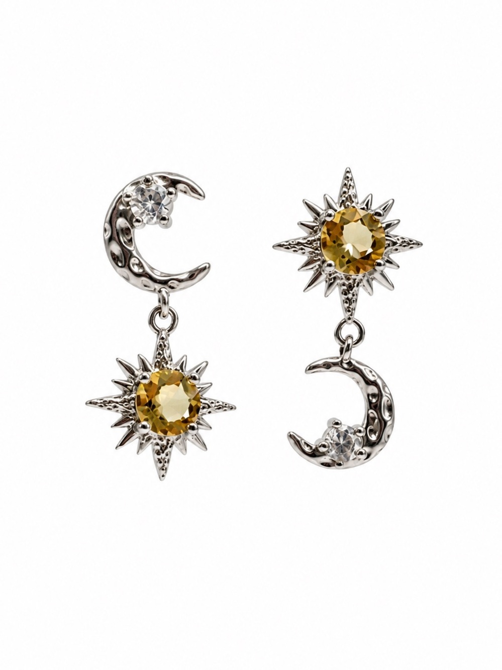 #E45 Citrine Celestial Drop Earrings